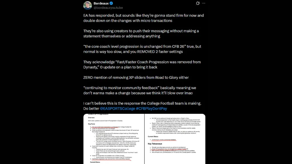 College Football 27 EA Response