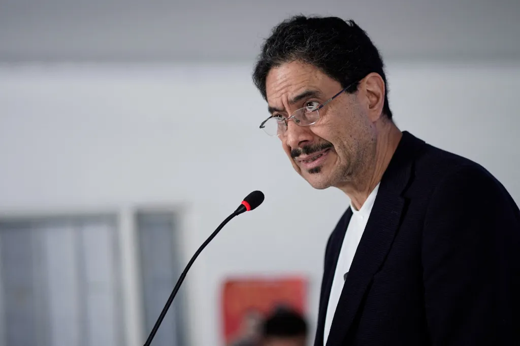 Ivan Cepeda concedes defeat during Colombia's presidential election during a speech in Bogota on June 24, 2026.