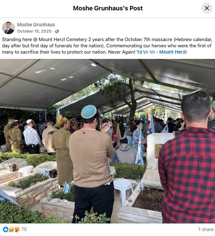 A photo of the Facebook post. People standing at the service.
