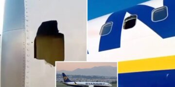 New footage shows damaged engine on horror Ryanair flight where passenger was nearly sucked out