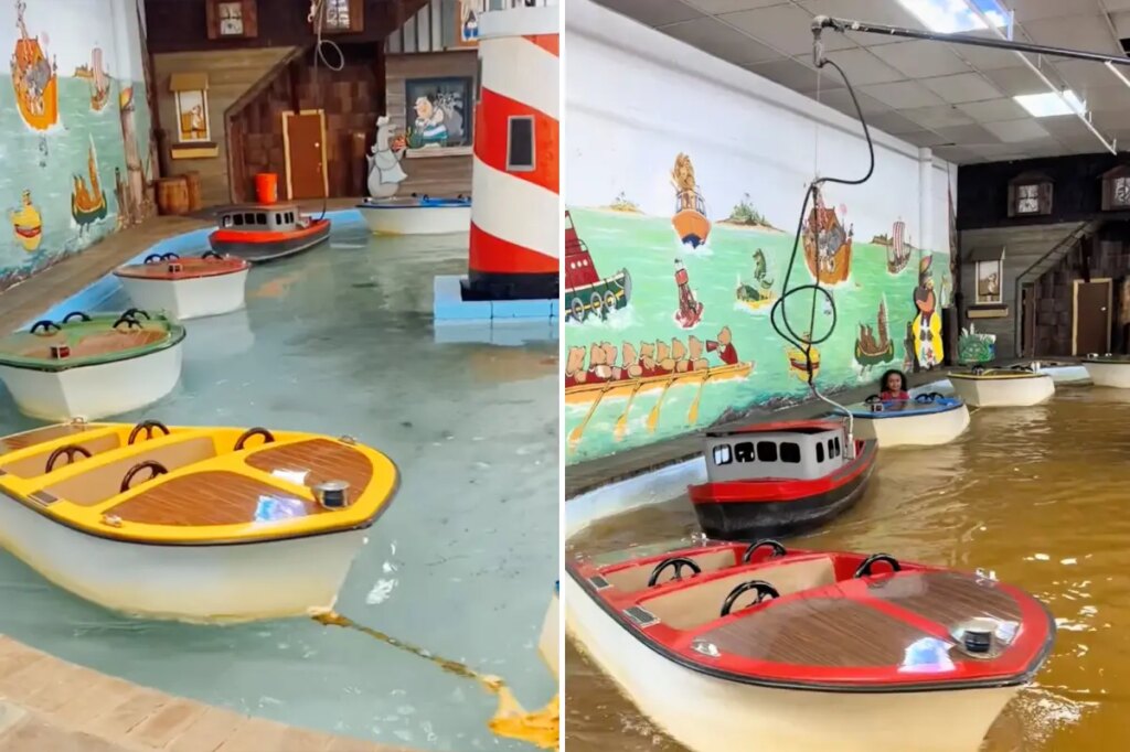 Disgusting video shows children riding boats in ‘sewage brown’ water at popular Maryland theme park