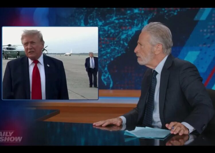 Jon Stewart loses his mind after spotting ‘a backup Trump’ strolling behind president: ‘Who in the world?’ 