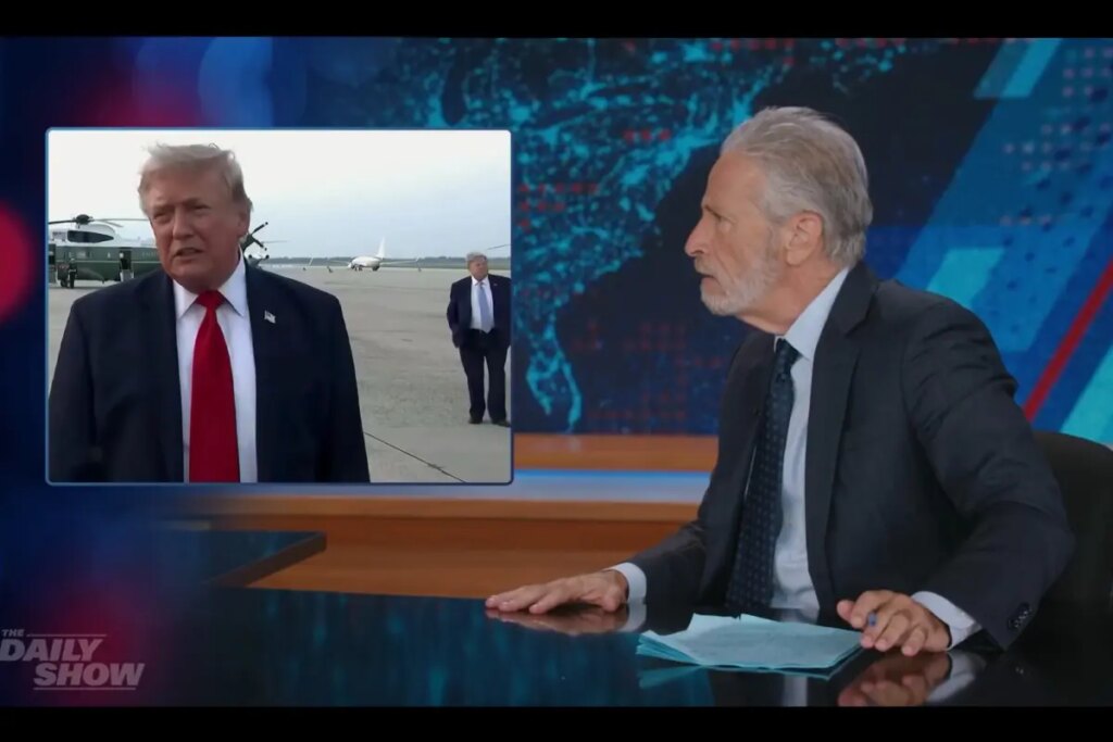 Jon Stewart loses his mind after spotting ‘a backup Trump’ strolling behind president: ‘Who in the world?’ 