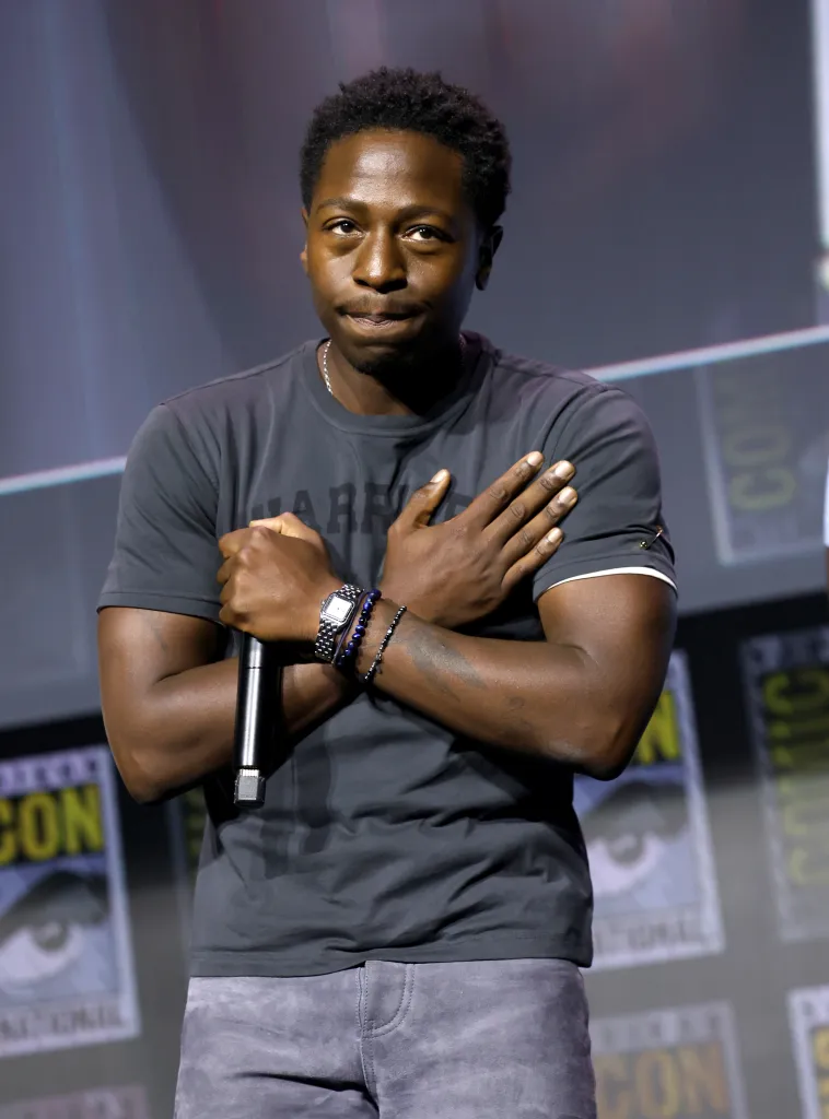 David Jonsson speaking at the Marvel Studios panel at 2026 San Diego Comic-Con.
