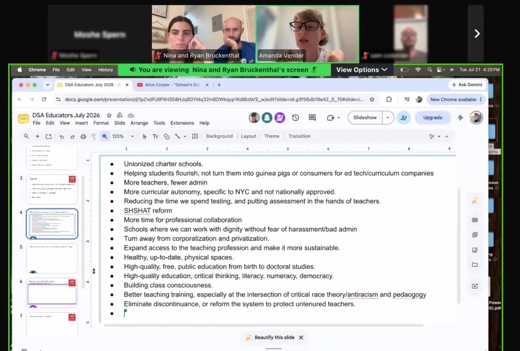 DSA slide from a Zoom meeting 