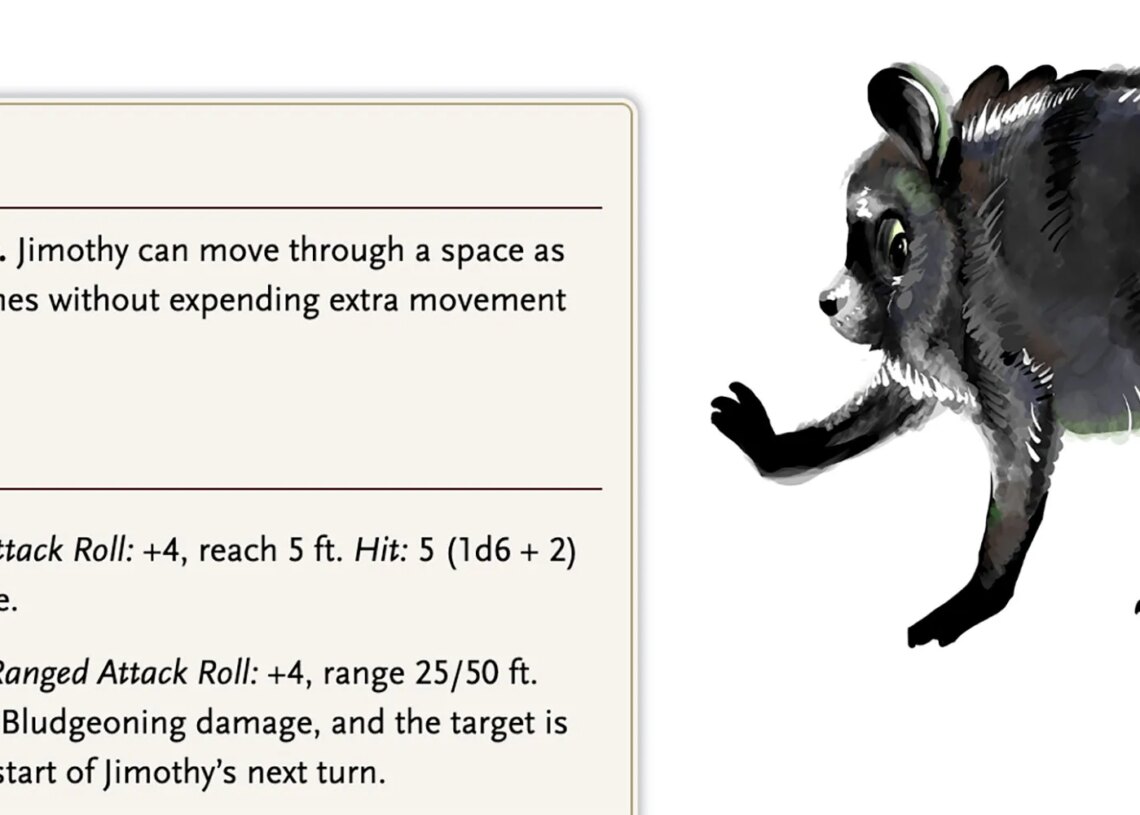 Jimothy The Raccoon Has An Official Dungeons and Dragons Stat Block