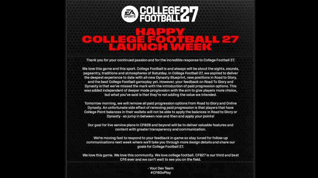 EA Removes CFB 27 Microtransactions