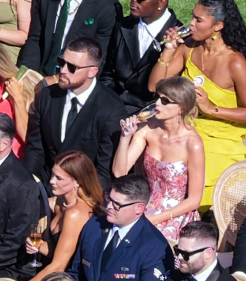 Taylor Swift and Travis Kelce at the wedding of JuJu Smith-Schuster.