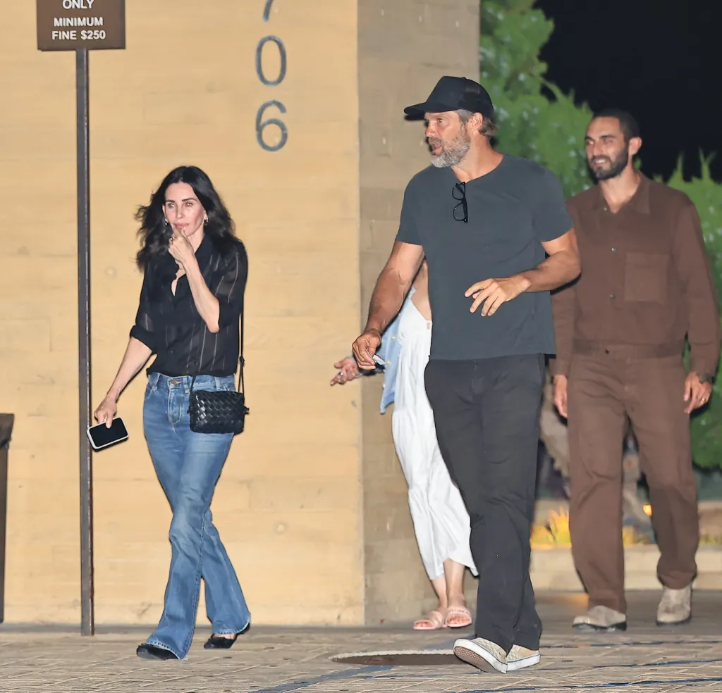 Courteney Cox and Geoff Stults leaving Nobu restaurant in Malibu.