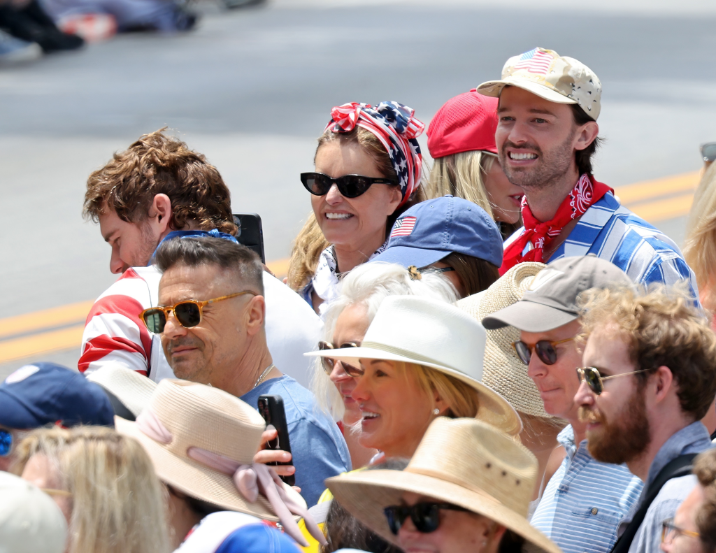 Patrick Schwarzenegger and Maria Shriver attending the Montecito 4th of July Parade.
