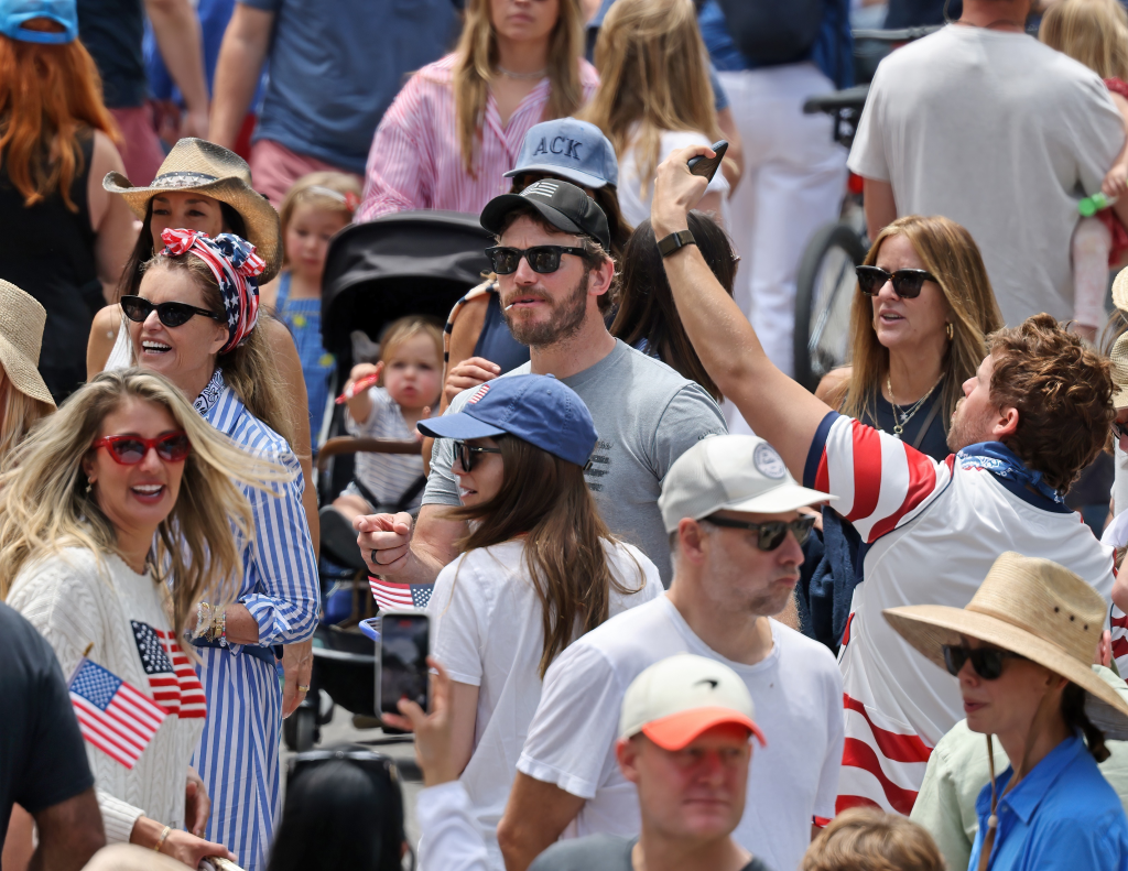 Chris Pratt and Maria Shriver attending the Montecito 4th of July Parade.