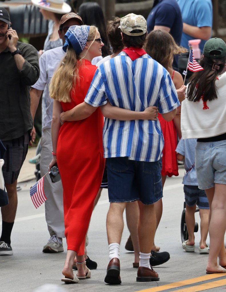Patrick Schwarzenegger and Abby Champion attending the Montecito 4th of July Parade.