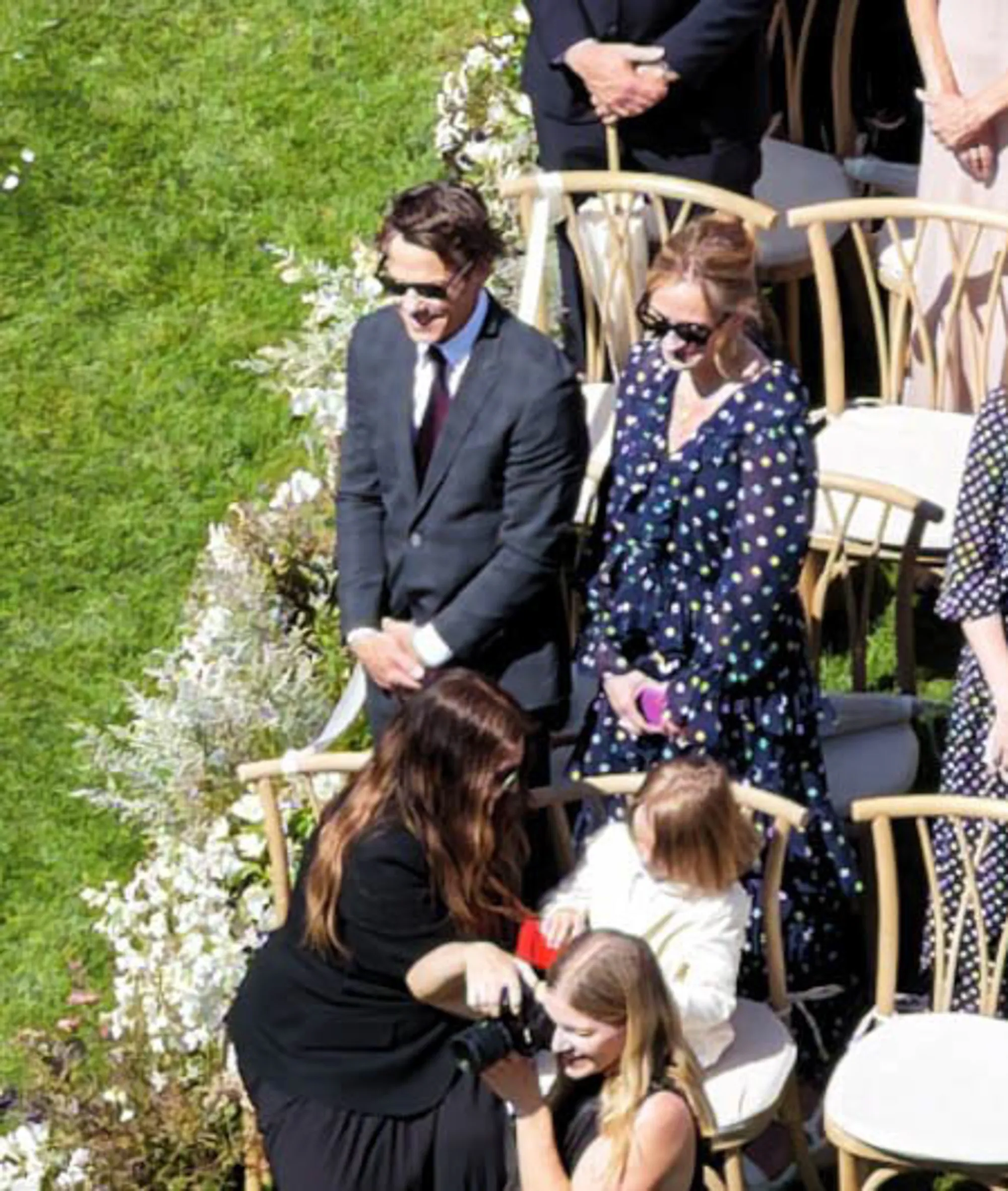 Julia Roberts with Daniel Moder attending Emma Roberts' wedding.