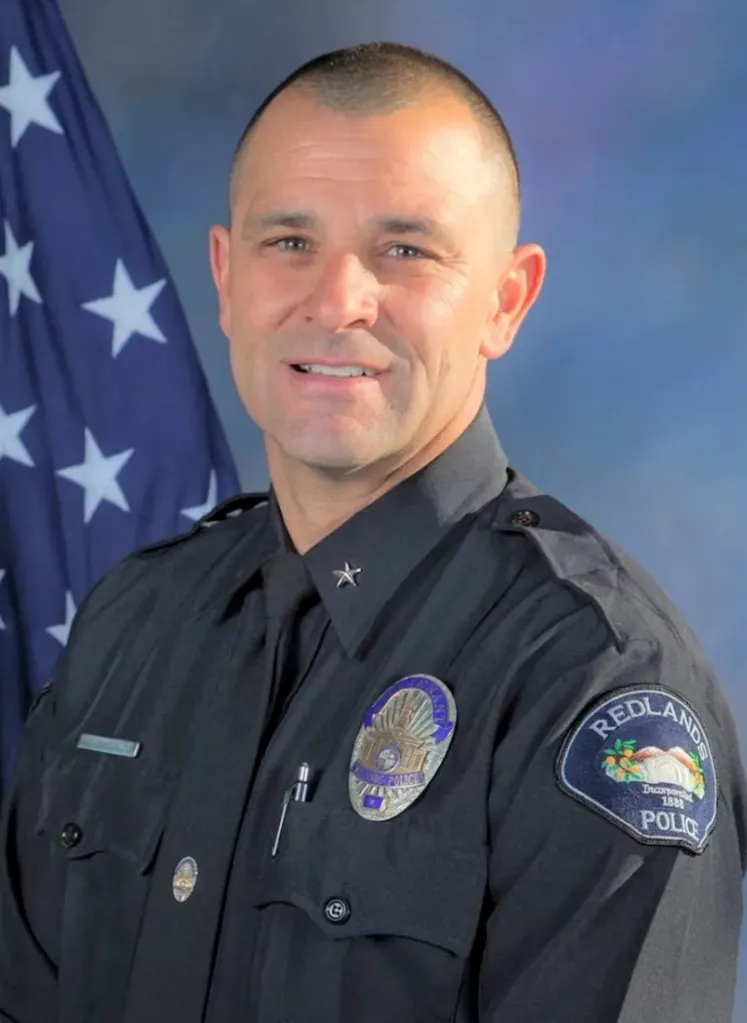 Former Redlands Deputy Police Chief Travis Martinez in uniform.