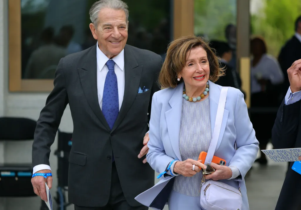 Nancy Pelosi and Paul Pelosi at the dedication ceremony for the opening of the Barack Obama Presidential Center.