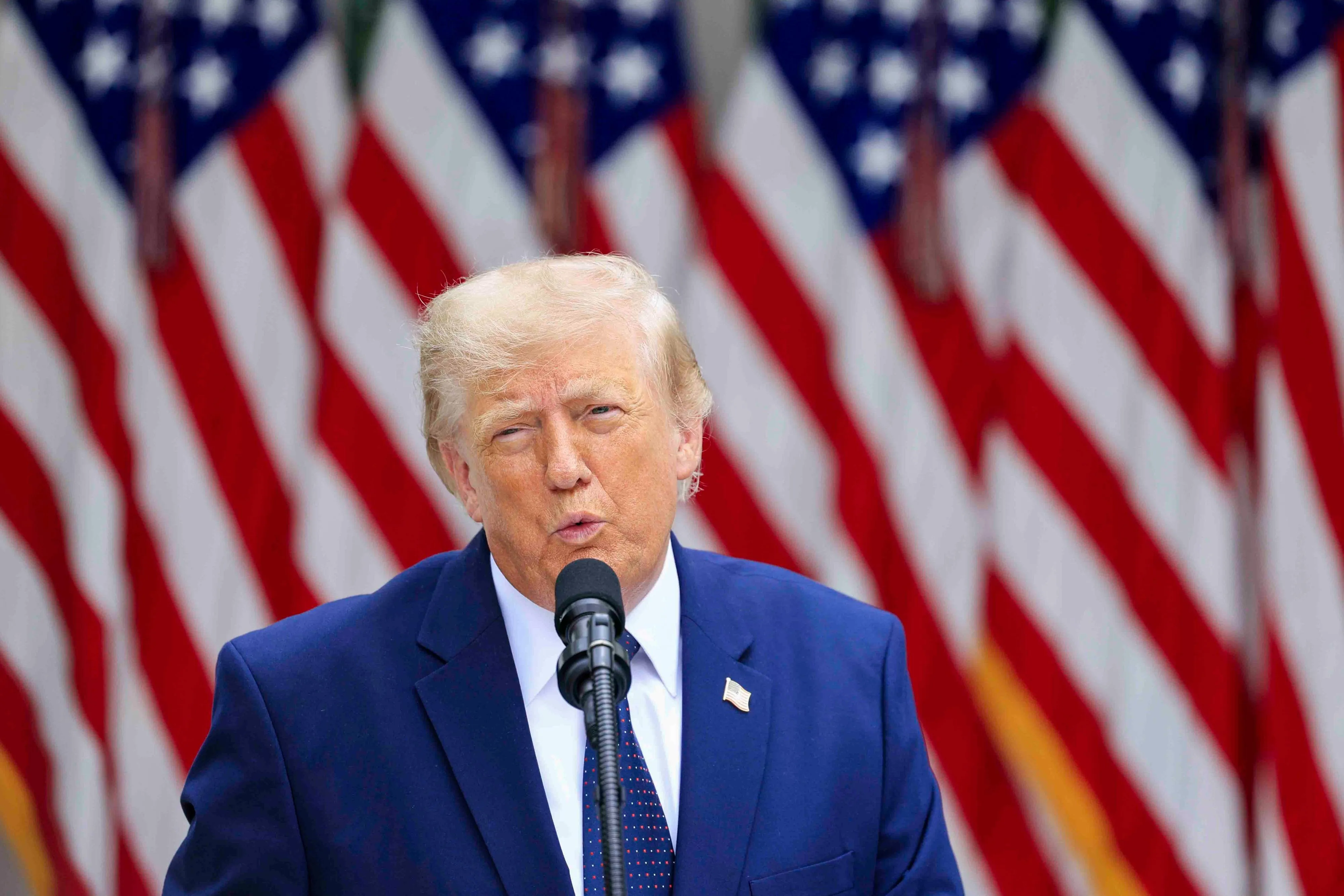 A photo of Trump during his media briefing on Monday morning A photo of Trump during his media briefing on Monday morning