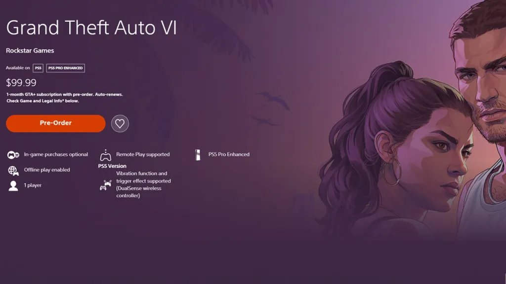 GTA 6 PlayStation Store Pre-Order