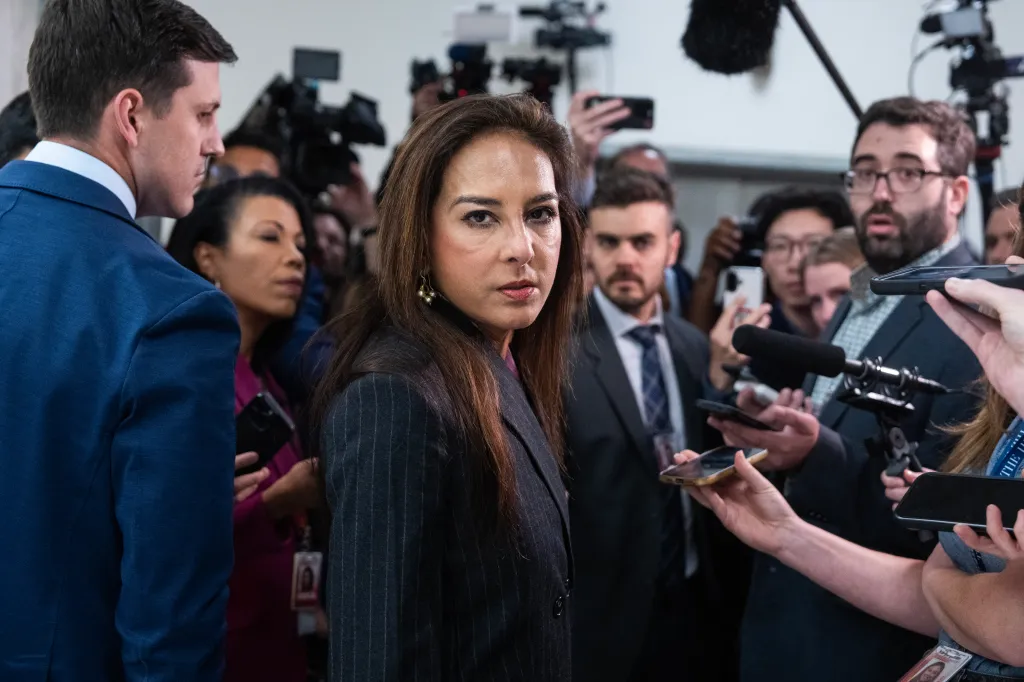 Harmeet Dhillon, assistant attorney general for Civil Rights, speaks with reporters after former Attorney General Pam Bondi sat for a House Oversight and Government Reform Committee deposition about the Jeffrey Epstein files, in Rayburn building on Friday, May 29, 2026.