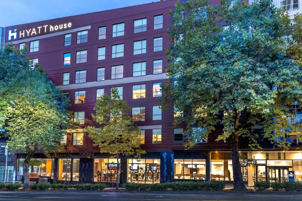 One parachuter reportedly landed on the roof of the Hyatt hotel.