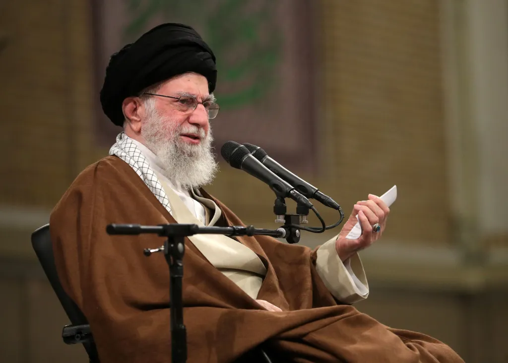 Iran's Supreme Leader Ali Khamenei delivering a speech.