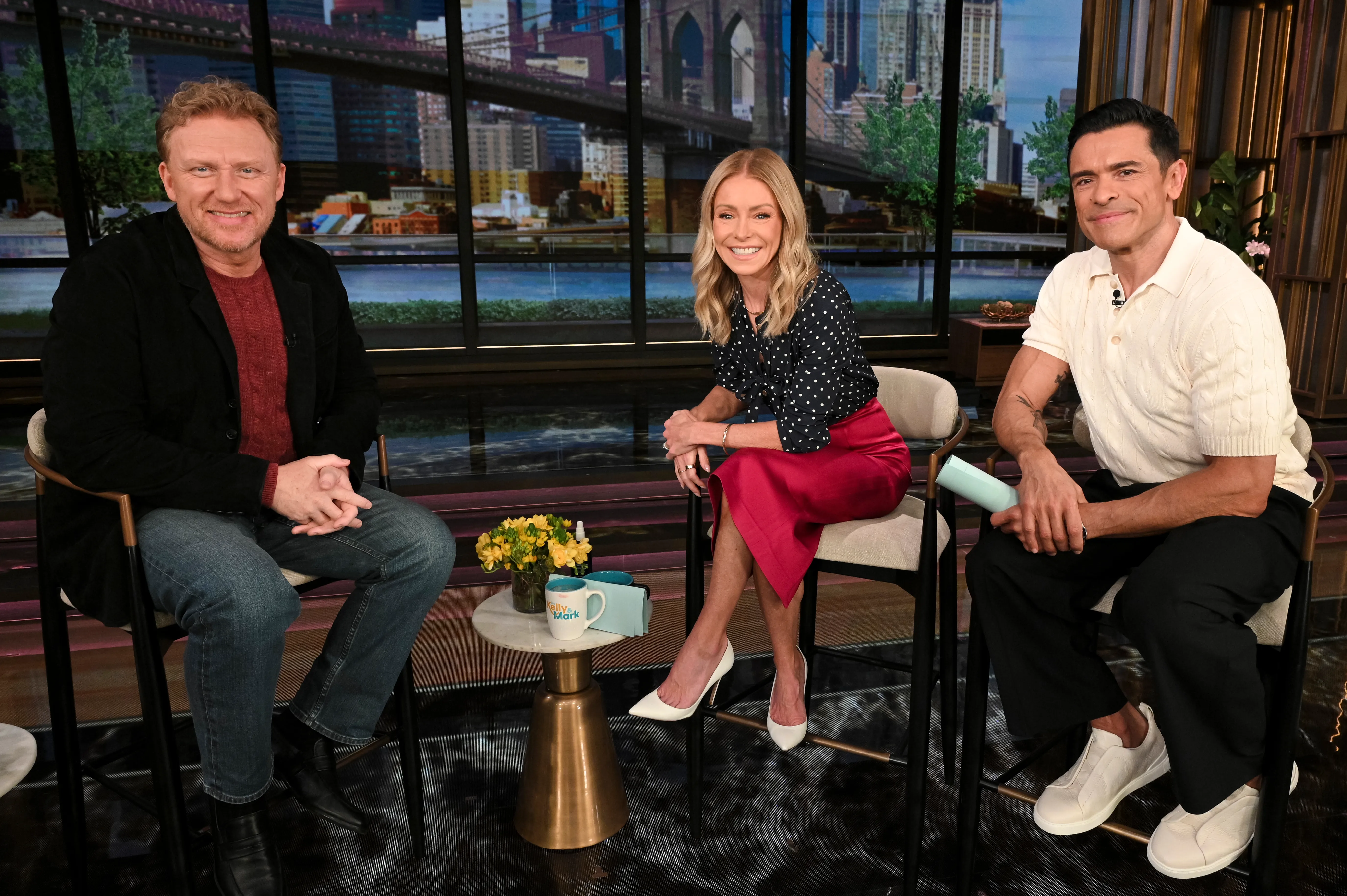 Kevin McKidd, Kelly Ripa, and Mark Consuelos on 