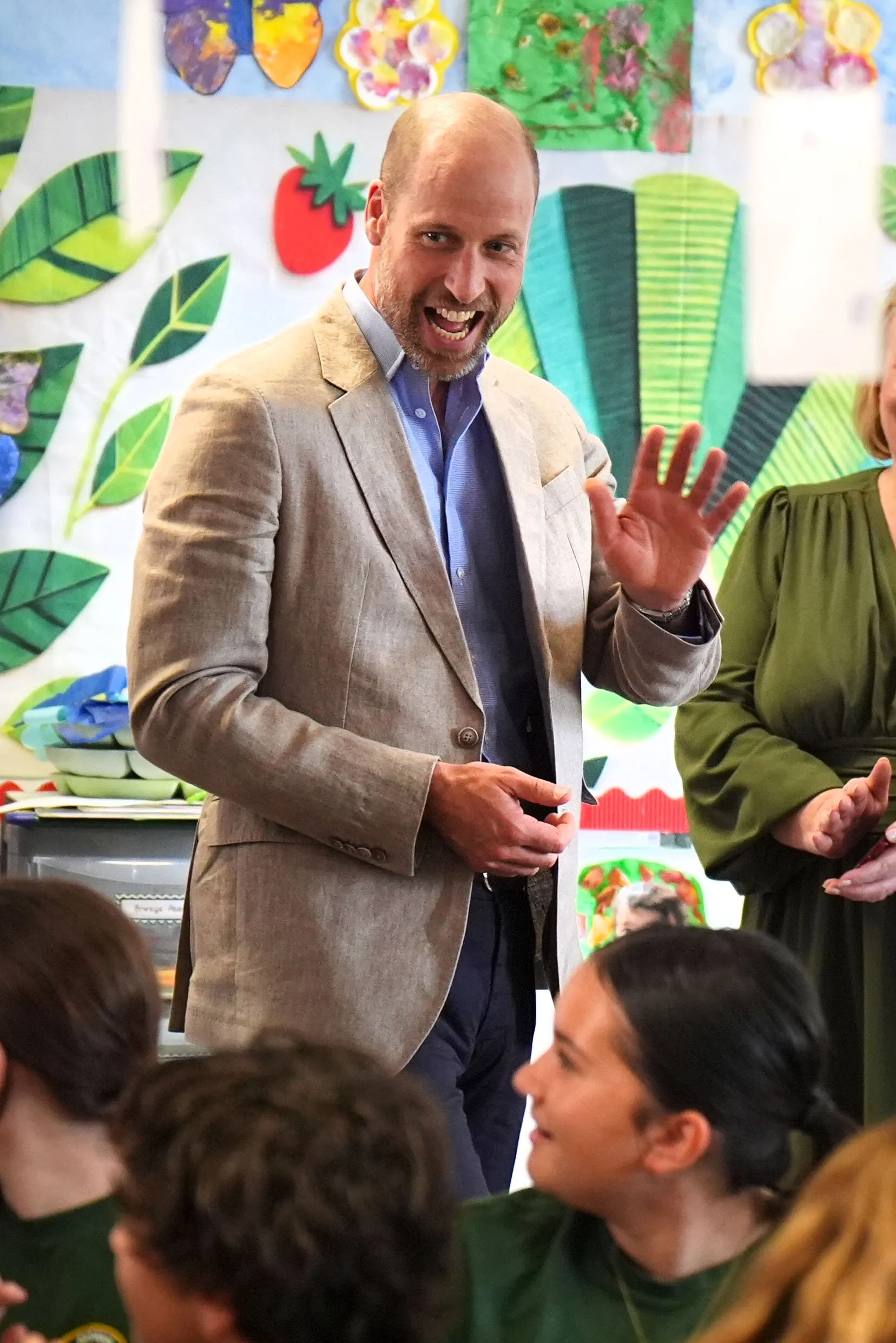 Prince William during a visit to the Ysgol Gymraeg Llundain (The London Welsh School) in Hanwell, West London