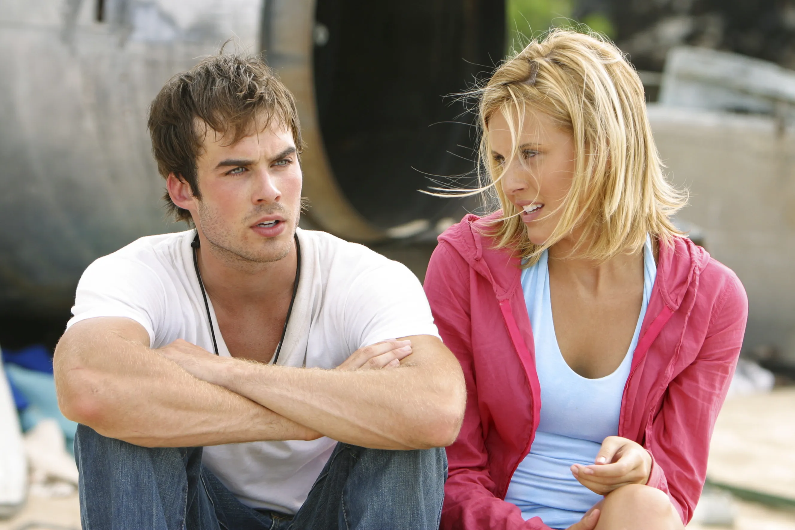 Ian Somerhalder and Maggie Grace in Lost.