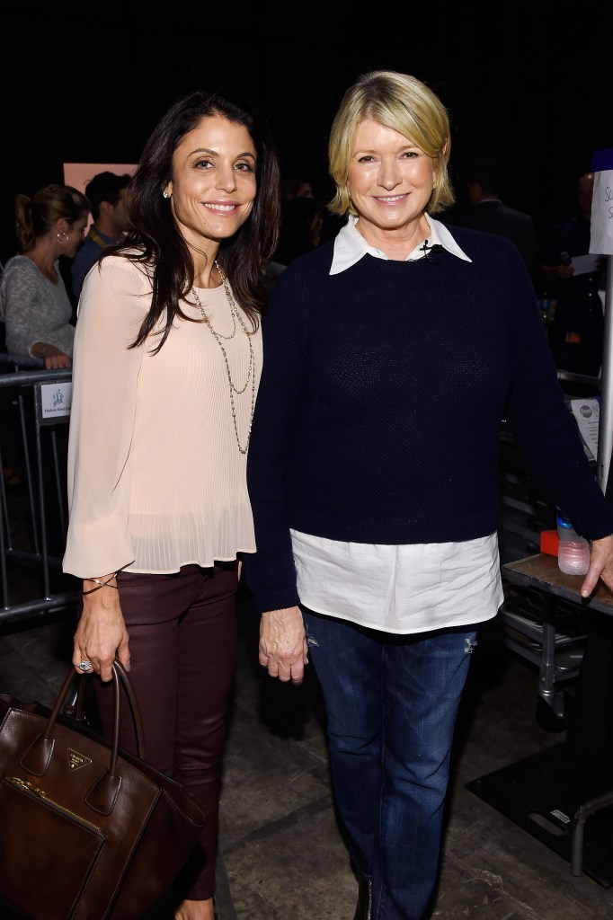 Bethenny Frankel and Martha Stewart posing backstage.