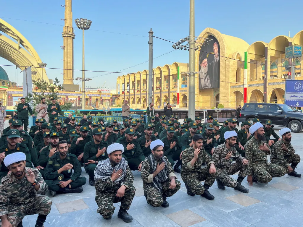 Basij paramilitary forces gather for a farewell ceremony for Iran's late Supreme Leader Ayatollah Ali Khamenei.