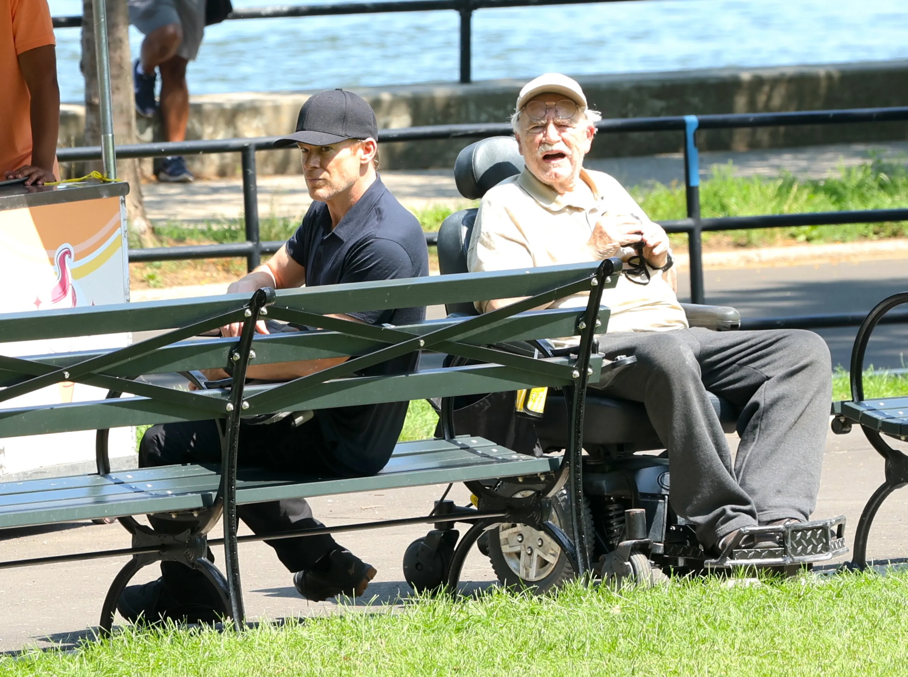 Michael C. Hall and Brian Cox filming on the 
