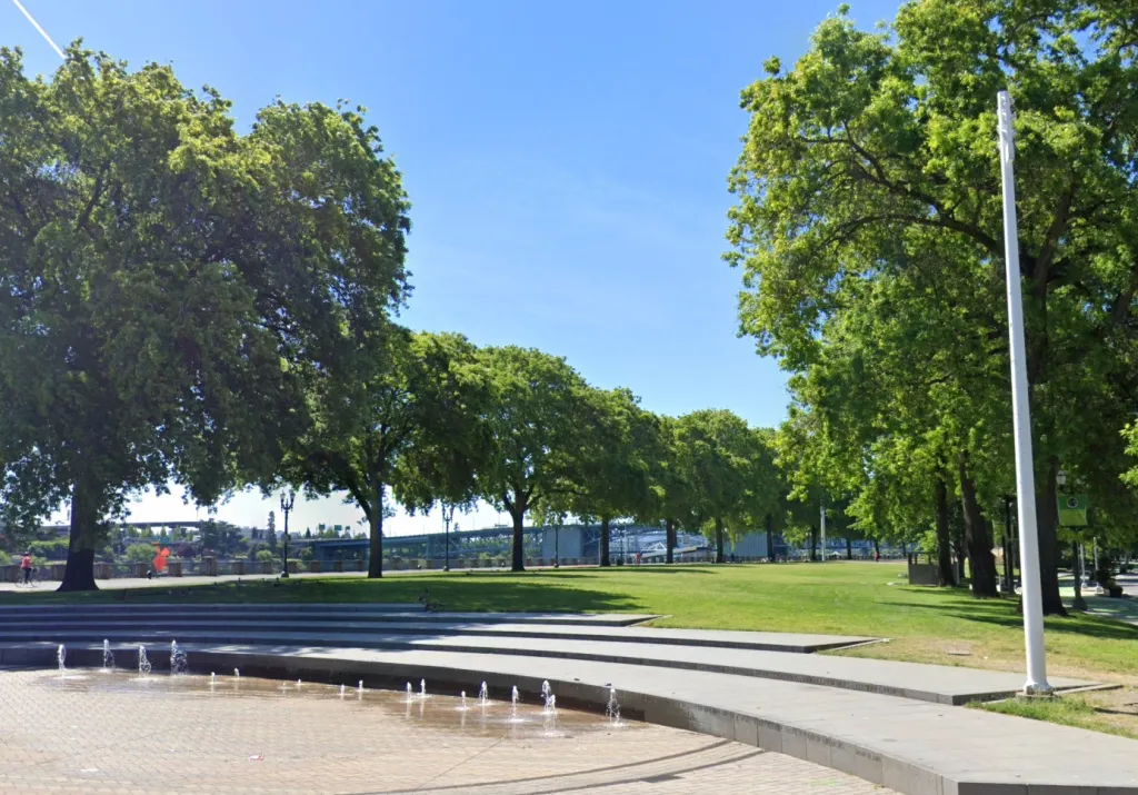Multiple people reported a naked man running around Tom McCall Waterfront Park. 