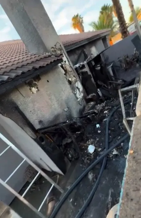 The exterior of a house after being damaged by fire.