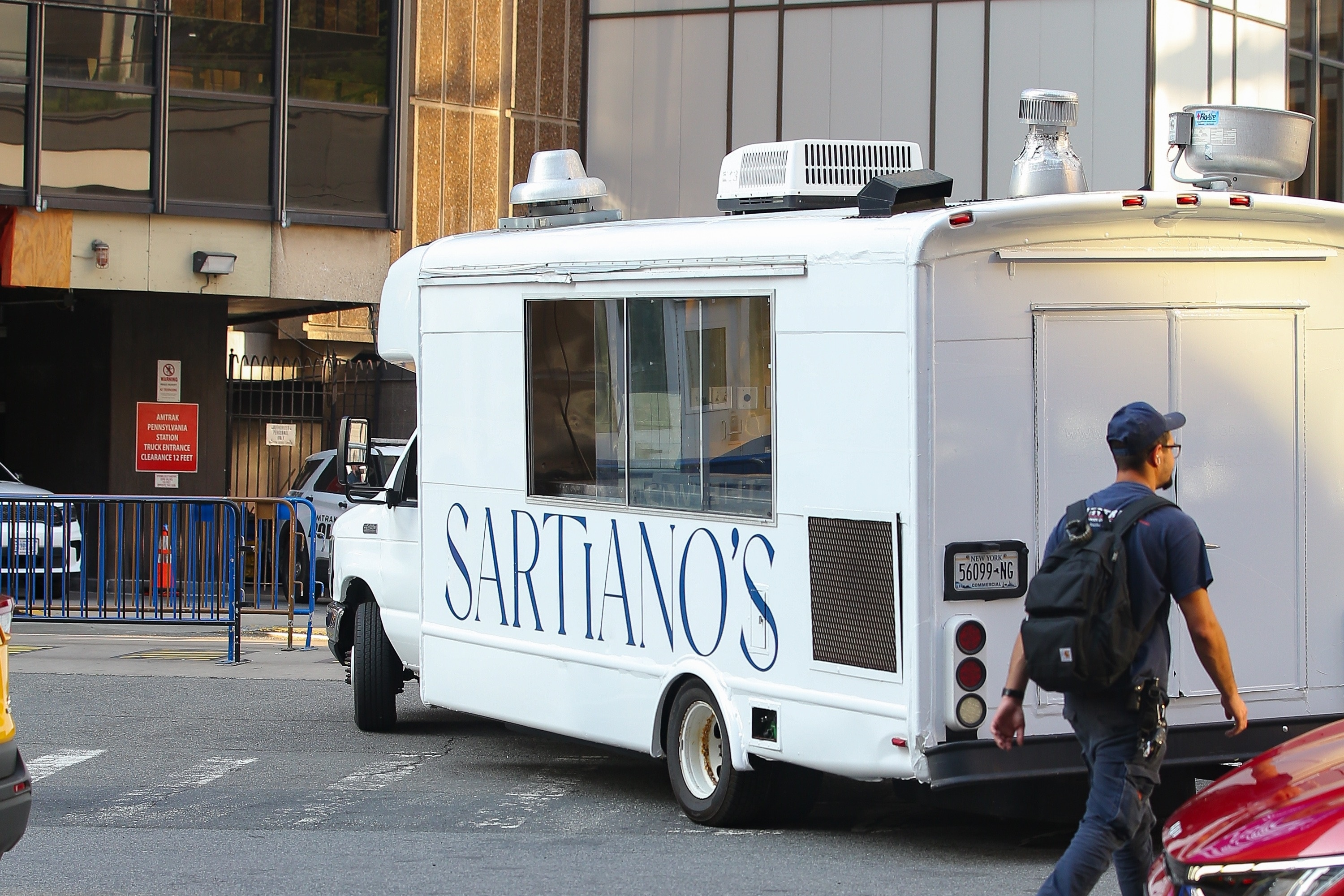 A white food truck with 