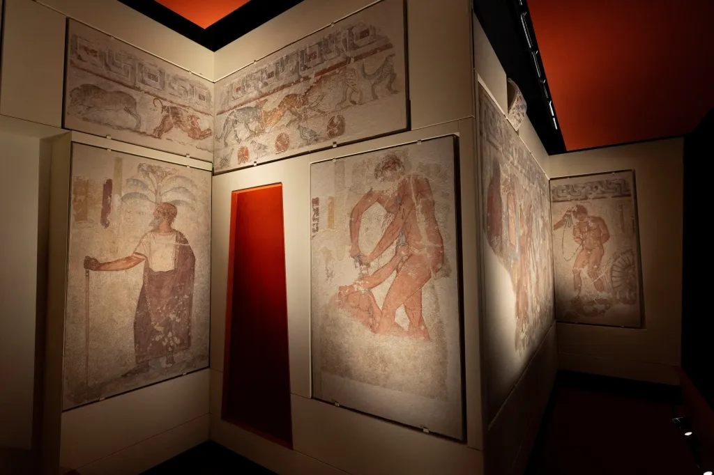 The newly acquired Tomb of Francois, a 4th-century BC masterpiece bought last month by Italy's Culture Ministry for 15 million euros, at the National Etruscan Museum of Villa Giulia in Rome, Italy, June 30, 2026.