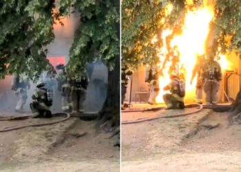 Dramatic explosion rips through apartment complex as firefighters investigate smoke call