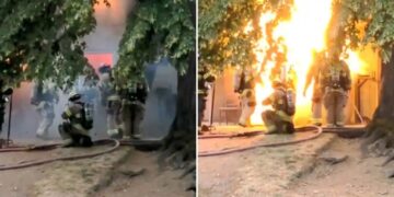 Dramatic explosion rips through apartment complex as firefighters investigate smoke call