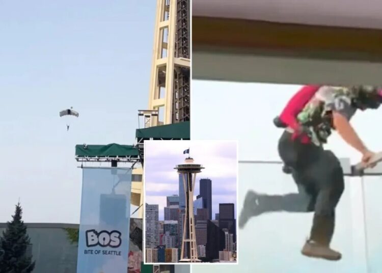 Daredevil BASE jumpers spark Space Needle scare after pulling off illegal stunt