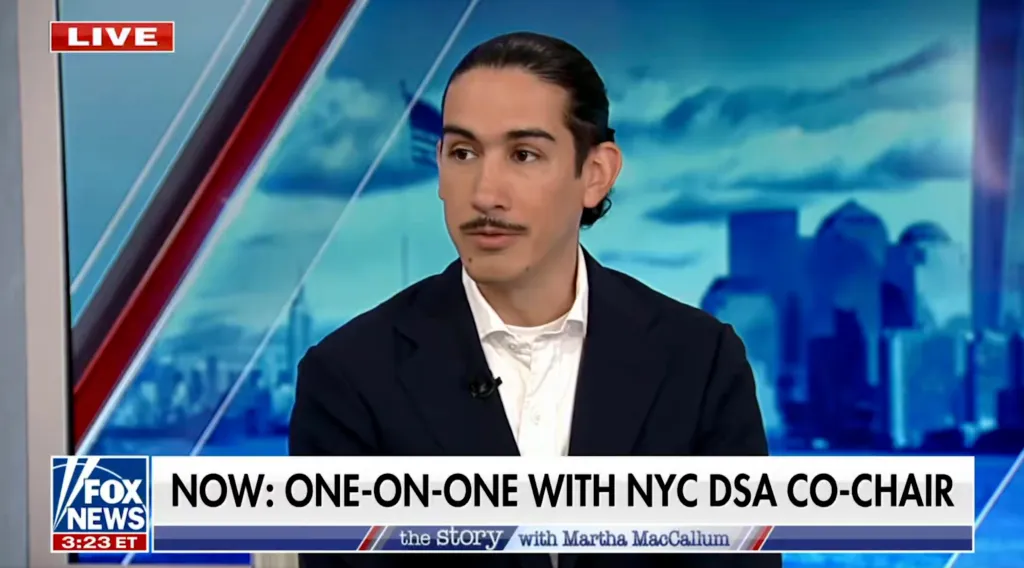 NYC DSA co-chair Gustavo Gordillo appearing on Fox News.