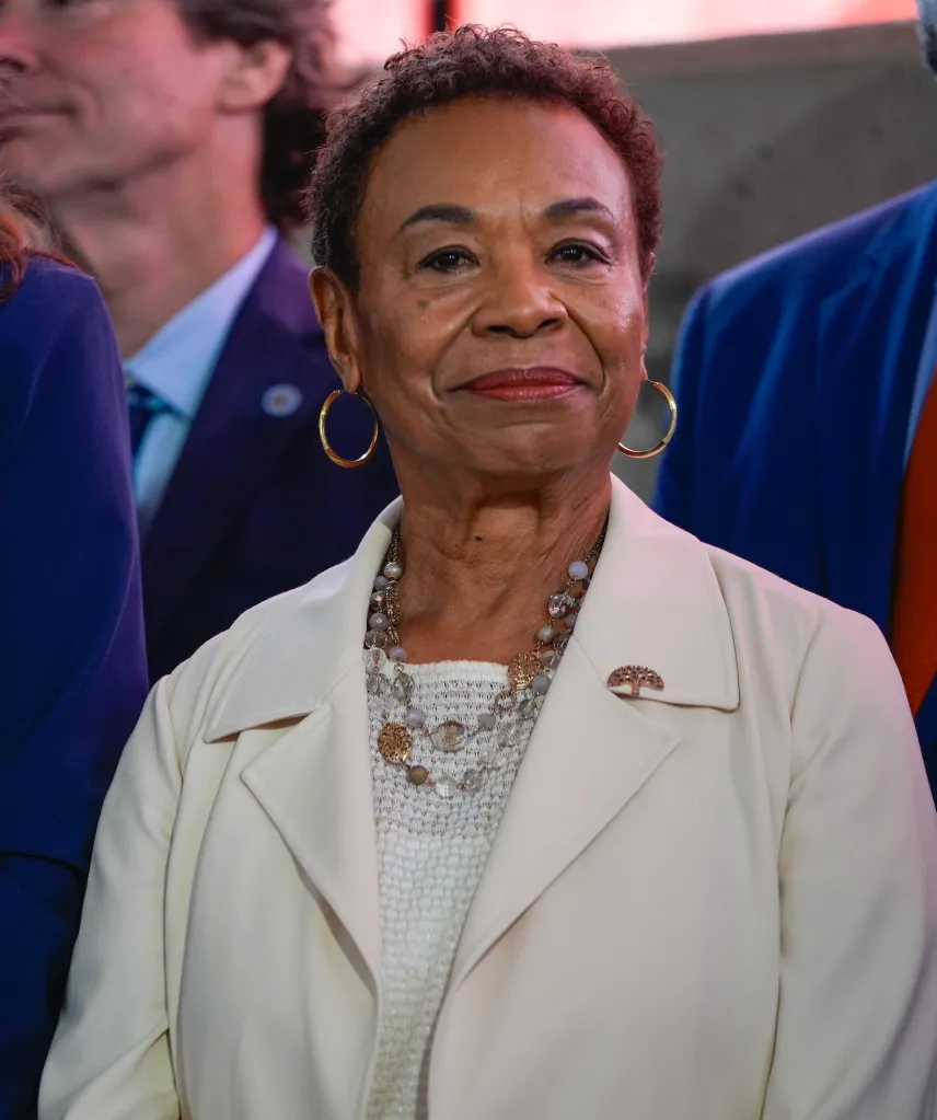 Oakland Mayor Barbara Lee attends a press conference.