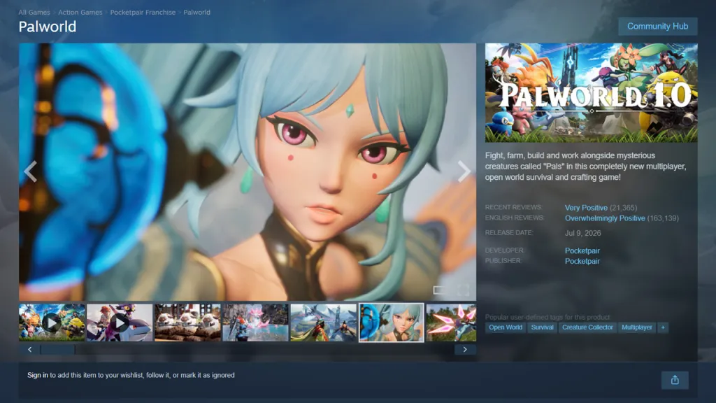 Palworld Steam Sales