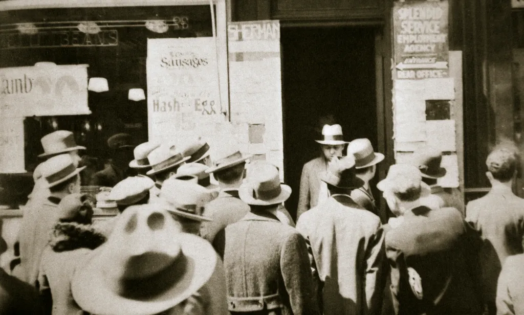 Men seeking employment at a