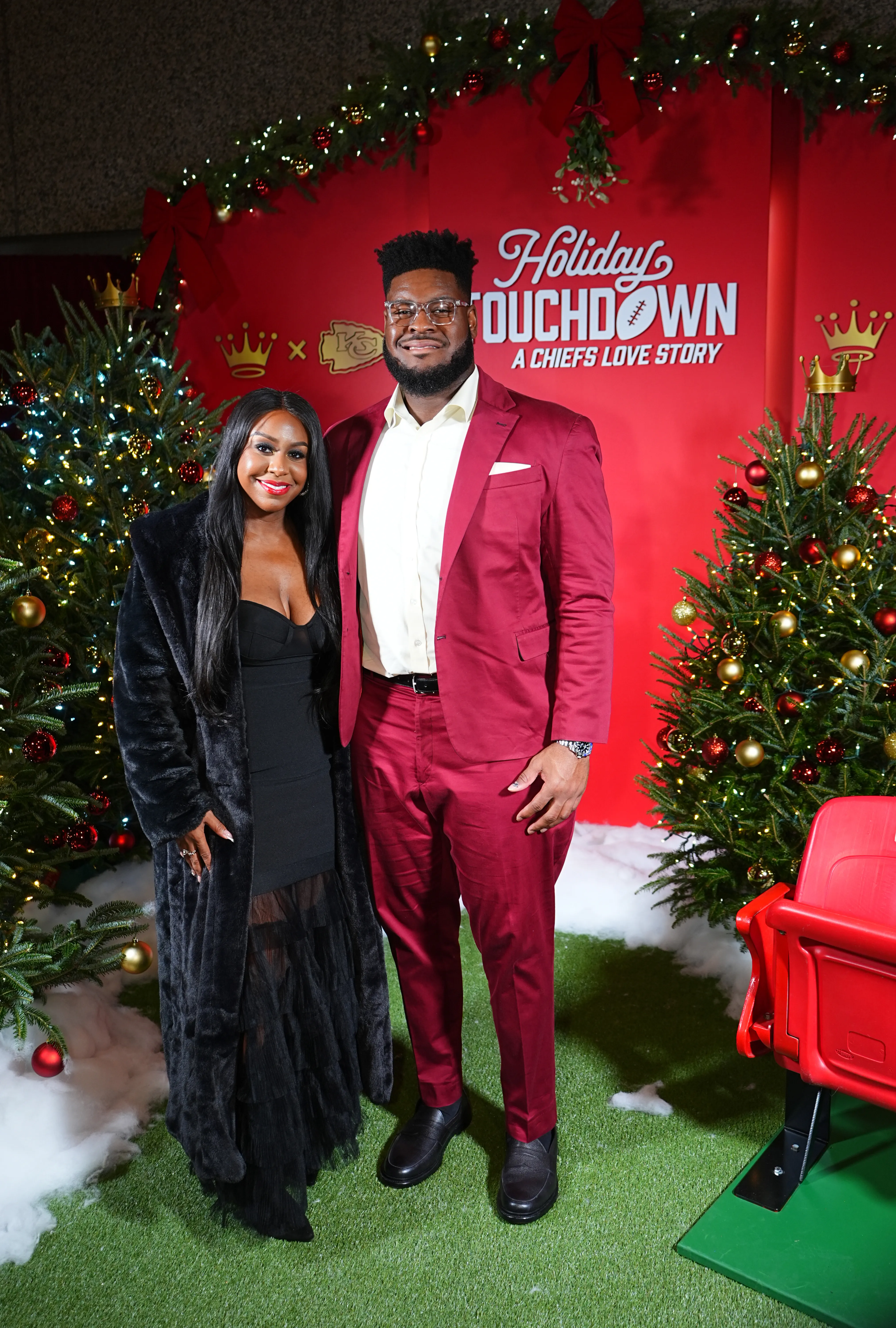 Ashley Smith and Trey Smith at Hallmark's Premiere Screening of Holiday Touchdown: A Chiefs Love Story.
