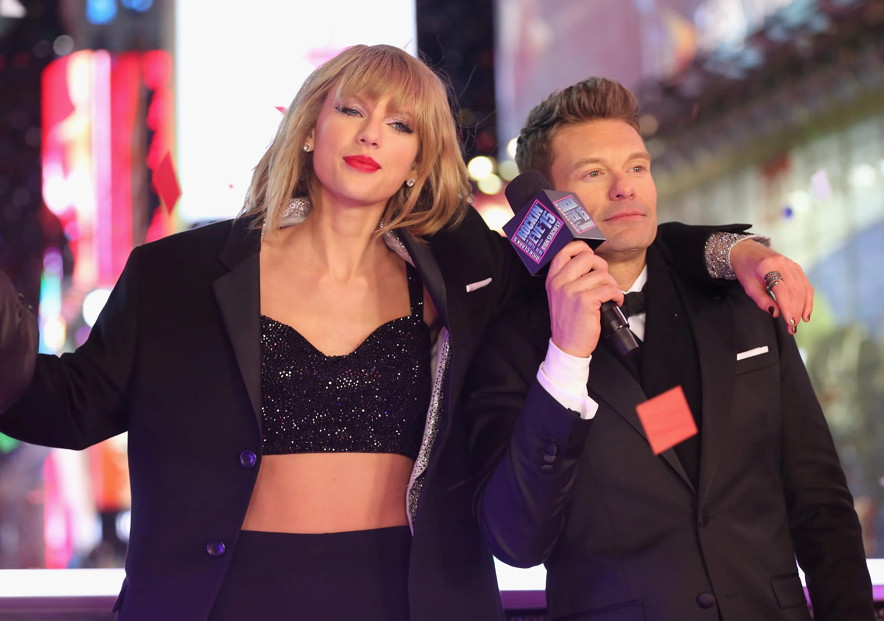 Taylor Swift and Ryan Seacrest at Dick Clark's New Year's Rockin' Eve 2015.