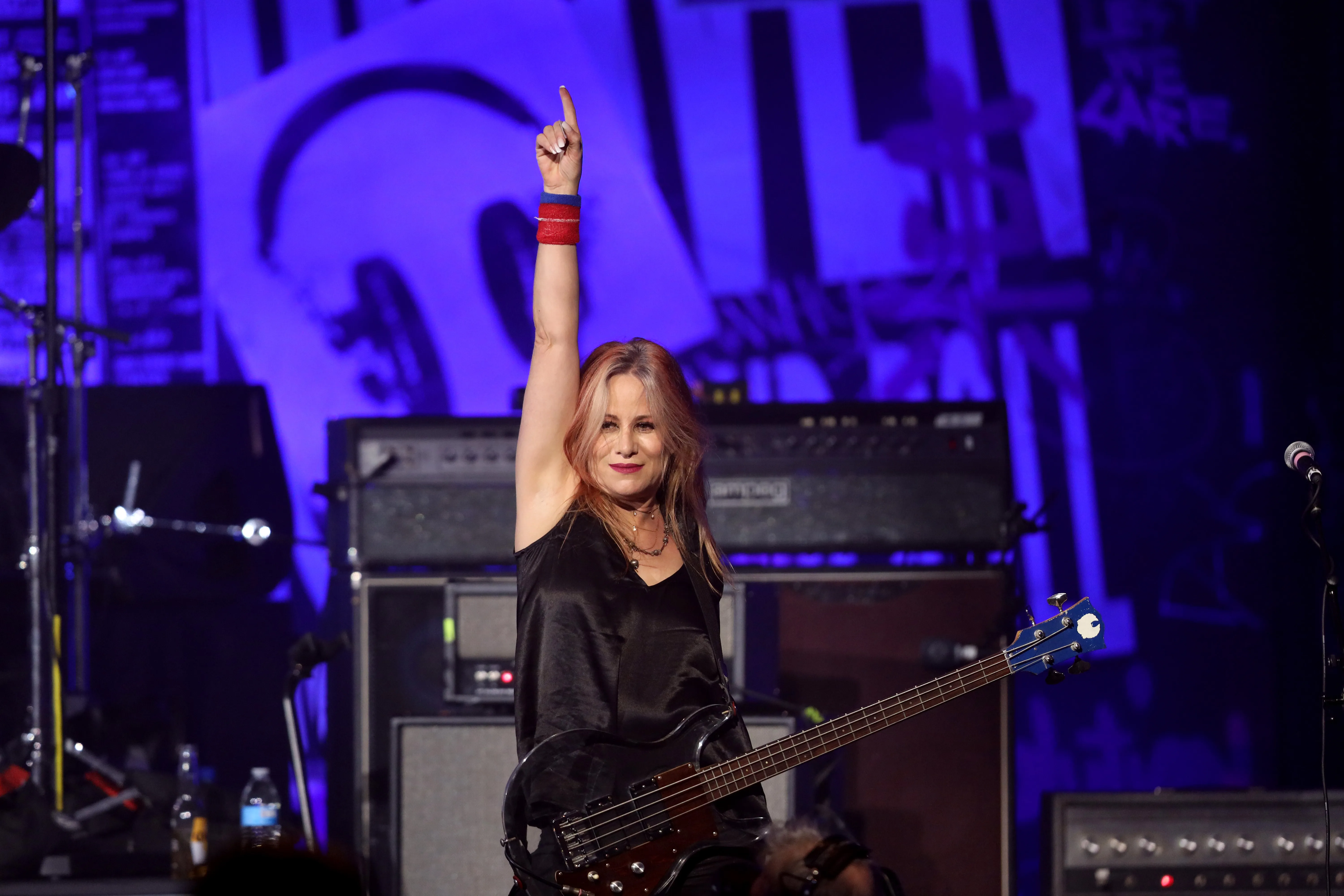 L7 bassist Jennifer Finch performs onstage at the Hollywood Palladium on Jan. 4, 2020.