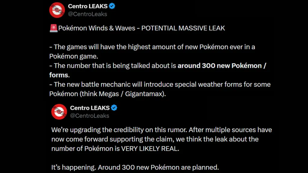 Pokémon Winds and Waves 300 New Pokémon Leak