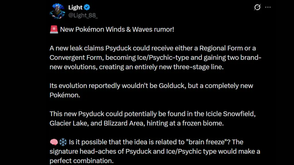 Pokémon Winds and Waves Psyduck Evolution Leak