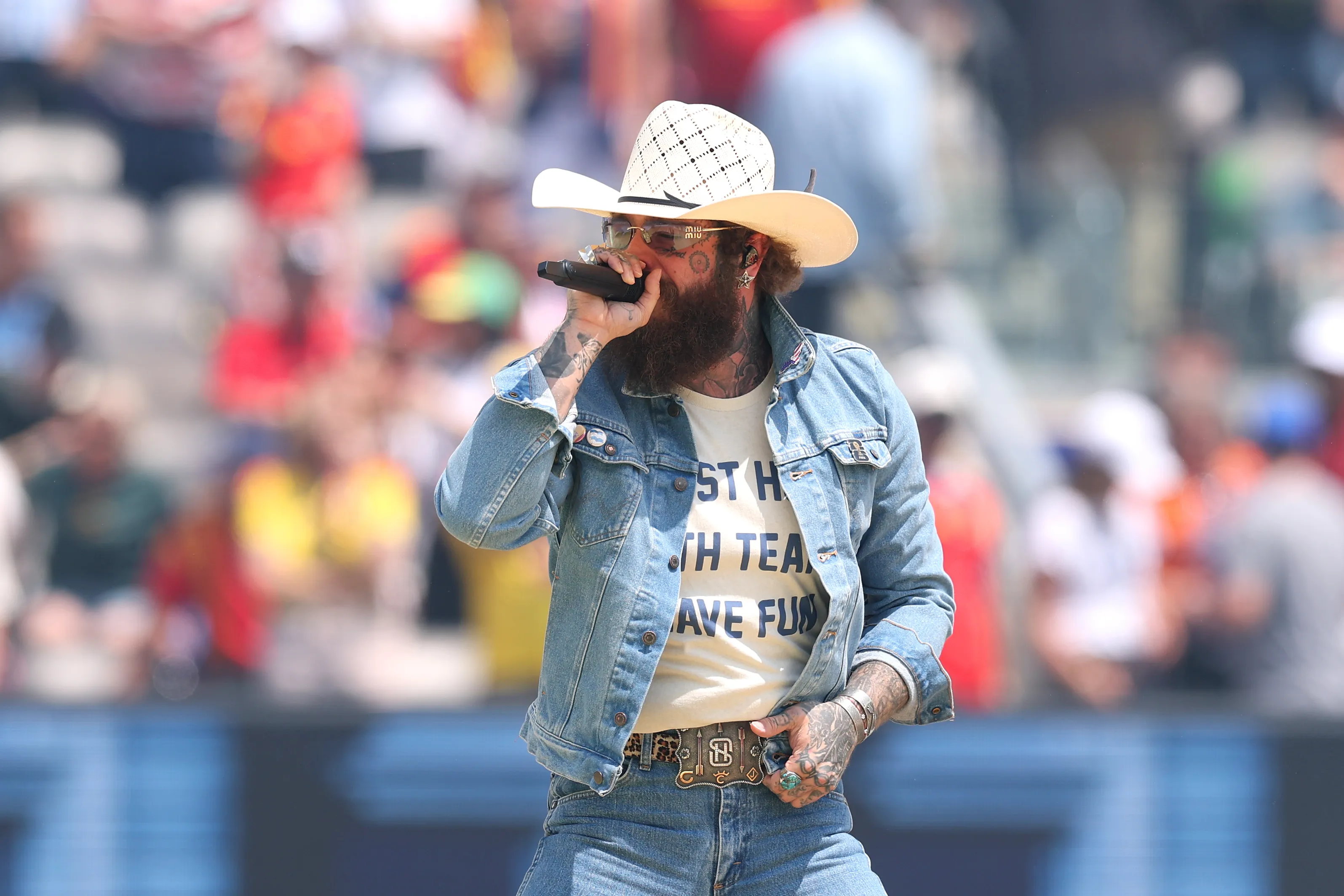 Post Malone performing during the FIFA World Cup 2026 Final closing ceremony.