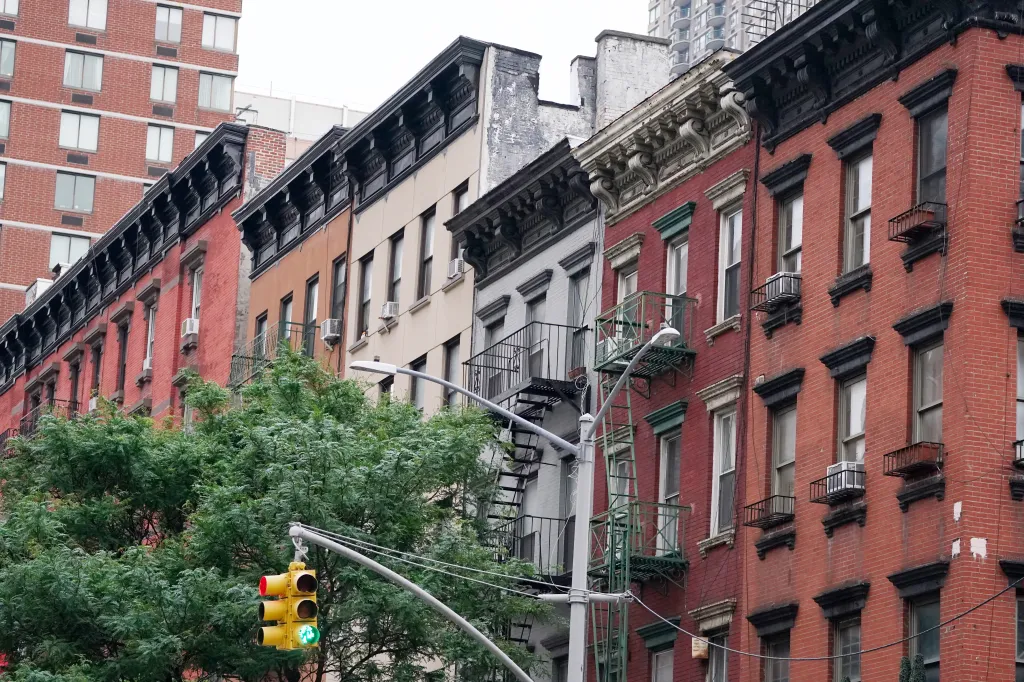 A general view of apartment buildings seen in New York, NY on June 10, 2026.