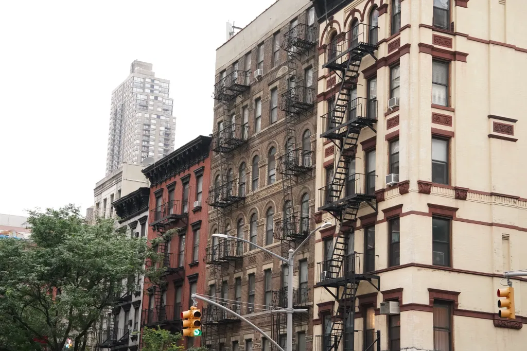 A general view of apartment buildings seen in New York, NY on June 10, 2026.