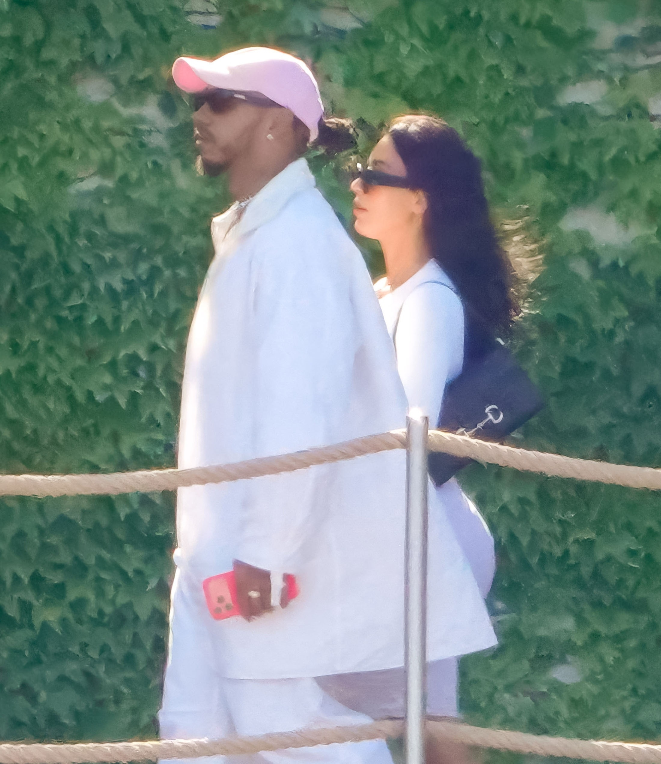 Lewis Hamilton and Kim Kardashian walking in Monaco.